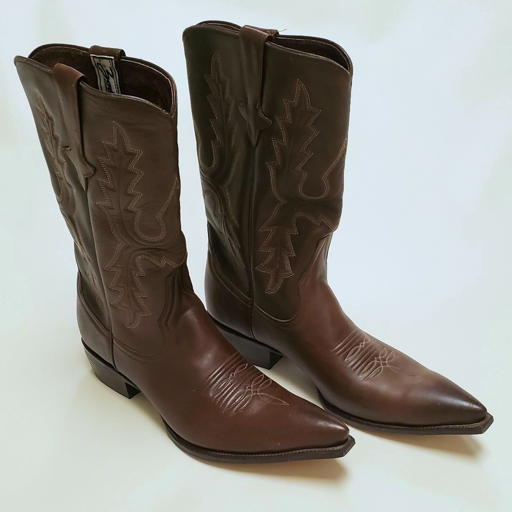 Men's Brown Cowboy Boots - Pointed Toe - M10.5